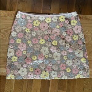 Floral Sequin Mini Skirt